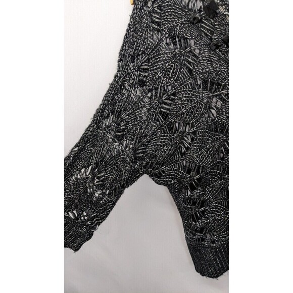 Chico's Black Embellished Open Knit Pullover Sweater Small - Picture 8 of 12